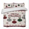 Christmas Bulbs Snowflake Retro Linen Twin XL Quilt Bedding Set,Summer Quilt Lightweight Quilted Coverlet with 2 Pillow Shams, XMAS Red Buffalo Plaid 3-Piece Bedspread Quilt Set for All Season view 1