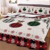 Christmas Bulbs Snowflake Retro Linen Twin XL Quilt Bedding Set,Summer Quilt Lightweight Quilted Coverlet with 2 Pillow Shams, XMAS Red Buffalo Plaid 3-Piece Bedspread Quilt Set for All Season view 2