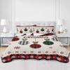 Christmas Bulbs Snowflake Retro Linen Twin XL Quilt Bedding Set,Summer Quilt Lightweight Quilted Coverlet with 2 Pillow Shams, XMAS Red Buffalo Plaid 3-Piece Bedspread Quilt Set for All Season view 3