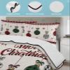 Christmas Bulbs Snowflake Retro Linen Twin XL Quilt Bedding Set,Summer Quilt Lightweight Quilted Coverlet with 2 Pillow Shams, XMAS Red Buffalo Plaid 3-Piece Bedspread Quilt Set for All Season view 4