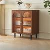 French Style Sideboard with 3 Drawers & Glass Panel Door, Timber Countertop, Kitchen Storage Cabinet, 31" L x 16" W x 37" H, Ideal for Tea & Restaurant Use view 1