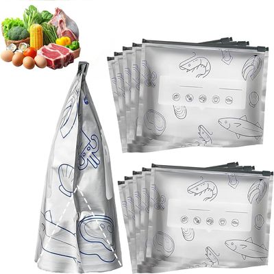 2026 Upgrade Reusable Aluminum Foil Sealable Storage Bags,Stand up Freezer Safe Vacuum Pouches with Label,Heavy Duty Aluminum Sealable Bag for Vegetable Fruit Meat (30PCS, 7.9 in * 5.1in)
