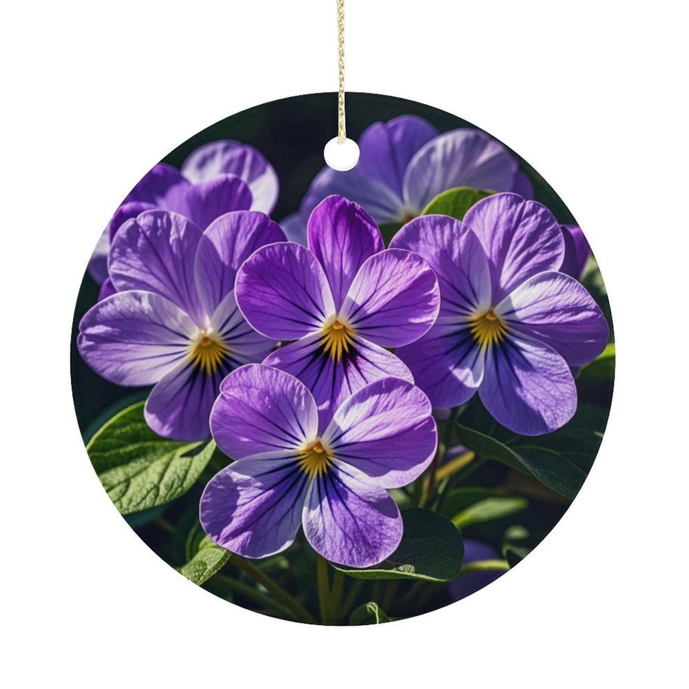 2025 Annual Christmas Ceramic Violets in Bloom Ornaments Elegant Decorative Christmas Hanging Art Ornaments Decorations for Xmas Tree Wreath Holiday Party Wedding Keepsake Gift