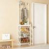 DYUNCZ Narrow Shoe Rack with Coat Rack, 3 Tier Slanted Shoe Storage Organizer, Entryway Coat Rack, Hall Tree with Storage and Hooks, Metal Frame, Space-Saving(White,80x17x170cm) view 1