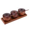 Miskall Retro Jar Seasoning Pot Sugar Bowl Lid Wood Box Kitchen Tool Vintage Bottle Set view 1
