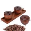 Miskall Retro Jar Seasoning Pot Sugar Bowl Lid Wood Box Kitchen Tool Vintage Bottle Set view 2