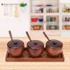 Miskall Retro Jar Seasoning Pot Sugar Bowl Lid Wood Box Kitchen Tool Vintage Bottle Set view 3
