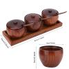 Miskall Retro Jar Seasoning Pot Sugar Bowl Lid Wood Box Kitchen Tool Vintage Bottle Set view 4