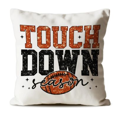 CosxHabitat Glitter Football Pillow Covers 18x18, Football Lover Coach Fan Player Gifts, Touch Down Season Decorative Throw Pillow Covers for Bedroom Home Sports Room Kids Boys Room