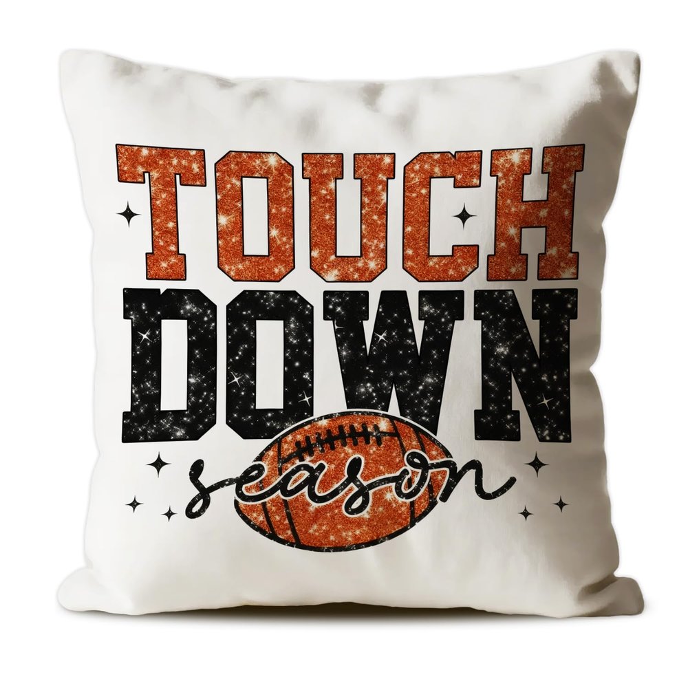 CosxHabitat Glitter Football Pillow Covers 18x18, Football Lover Coach Fan Player Gifts, Touch Down Season Decorative Throw Pillow Covers for Bedroom Home Sports Room Kids Boys Room