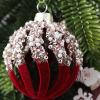 12 Pcs Burgundy Velvet Christmas Ornaments Balls Flocked Christmas Tree Velvet Balls Shatterproof Decor with Rhinestones for Tree Wedding Holiday Party Home, 2.36" view 4