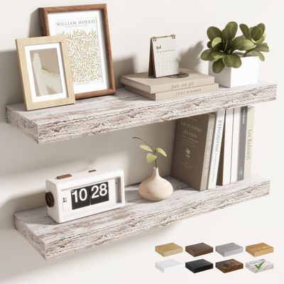 Acovy 24 Inch Floating Shelves for Wall 2 Pack, 24" Wall Shelves for Books, Storage, Decor, Wall Mounted Floating Shelf with Invisible Brackets for Kitchen, Living Room, Rustic