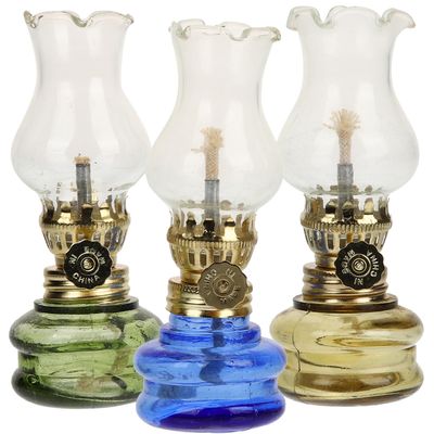 CATIEBYE 3pcs Vintage Indoor Hurricane Lamp Glass Kerosene Lanterns Heat-Resistant Chimney Rustic Style Decorative Oil Lamps for Home Lighting