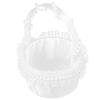White Lace Flower Basket with Unique Handle for Wedding view 1