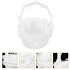 White Lace Flower Basket with Unique Handle for Wedding view 4