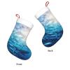 Blue Ocean Underwater Fish Print Christmas Stockings,Knitted Xmas Decorations,for Festive Gifts and Family Gatherings view 3