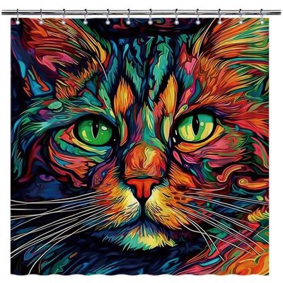 GUGLILI Funny Pixie bob Cat Shower Curtain for Bathroom Decor Lovely Cat Pet Animal Print Bath Curtains Colorful Home Decoration with Hooks 72x72 Inch Style 2