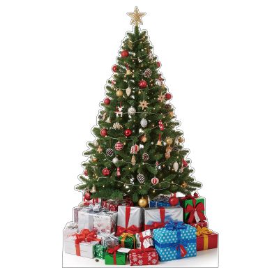 111PRINT Life Size Christmas Tree Cardboard Cutout Standee, 2FT Xmas Decorations Photo Props for Party, Celebration Indoor & Outdoor Decor, Coroplast 1 Piece