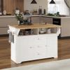 Multifunctional Extendable Kitchen Island Cart with US Standard Outlet, 47 * 18 * 36inch, 5 Wheels Mobile Kitchen Storage Cabinet,1 inchThick Top Board with Clear Manual and Installation Video view 2