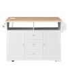 Multifunctional Extendable Kitchen Island Cart with US Standard Outlet, 47 * 18 * 36inch, 5 Wheels Mobile Kitchen Storage Cabinet,1 inchThick Top Board with Clear Manual and Installation Video view 3
