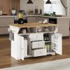 Multifunctional Extendable Kitchen Island Cart with US Standard Outlet, 47 * 18 * 36inch, 5 Wheels Mobile Kitchen Storage Cabinet,1 inchThick Top Board with Clear Manual and Installation Video view 4