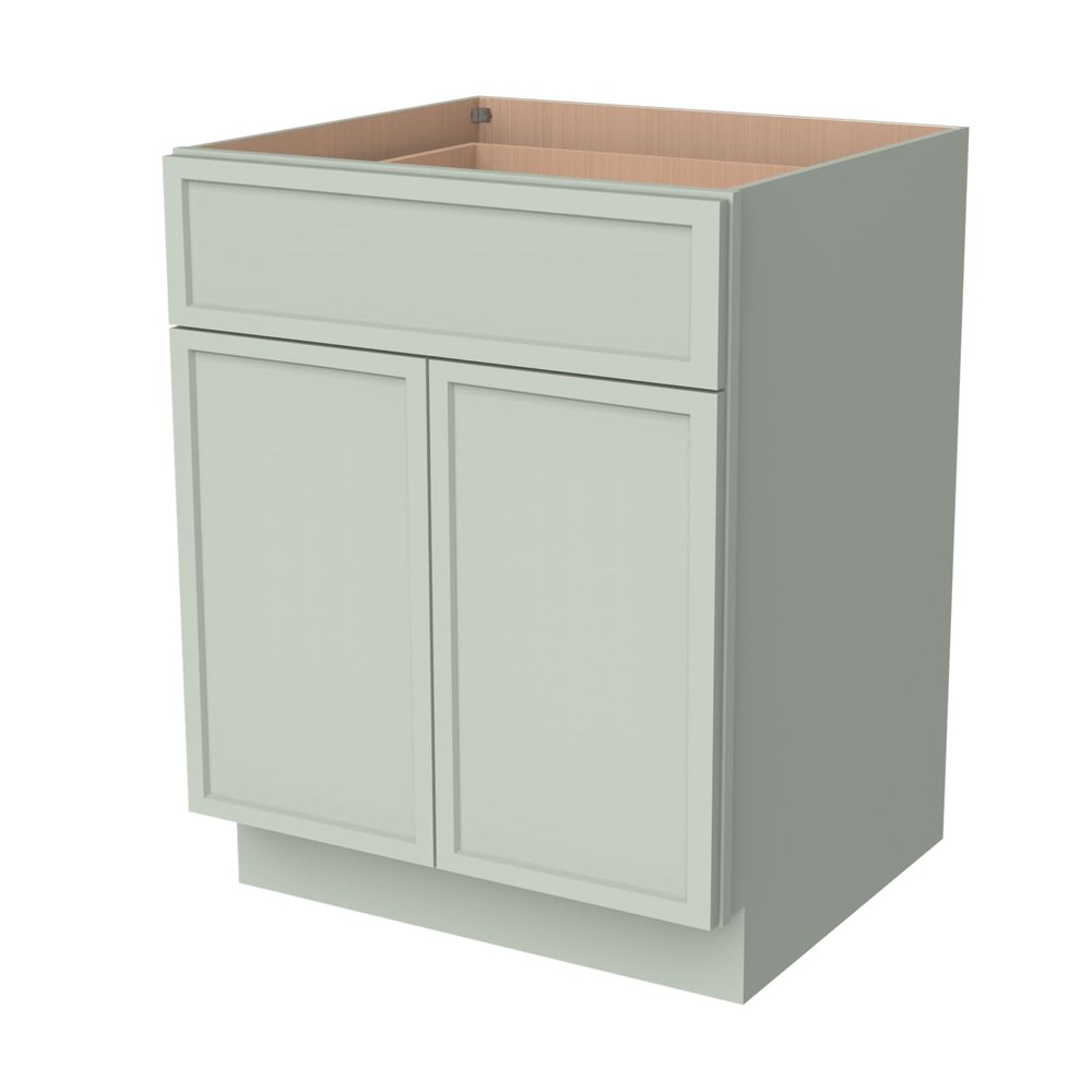 HCIOAN Solid Wood Frame Double Door Shaker Base Cabinet with 1 Drawer Soft Close, Kitchen Storage Cabinet with Adjustable Shelf, Premium Plywood Construction (NT-Jade Green, 27" W x 24" D x 34.5" H)