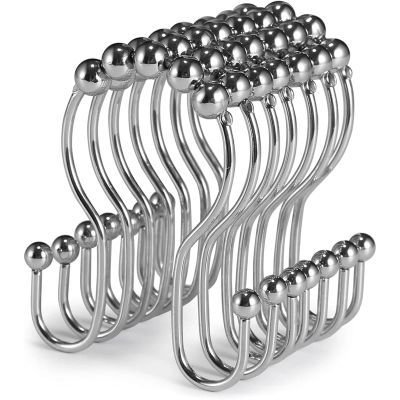 36 Pcs Stainless Steel Shower Curtain Hooks Rust Proof Smooth Sliding Double Shower Rings(Silver)