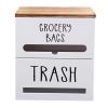 BOSREROY Wall Mount Dual Wooden Trash, Grocery Bag Dispenser Holder, Kitchen White, Space Saving Long-Lasting view 1
