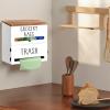 BOSREROY Wall Mount Dual Wooden Trash, Grocery Bag Dispenser Holder, Kitchen White, Space Saving Long-Lasting view 4