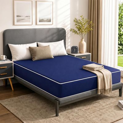 Greaton, 5-Inch Medium Firm Water Resistance Nylon Vinyl Foam Mattress, Noiseless, Soft Cloud Feeling, Body Heat Reflection, Good for Hospital and Camp, California King, Blue
