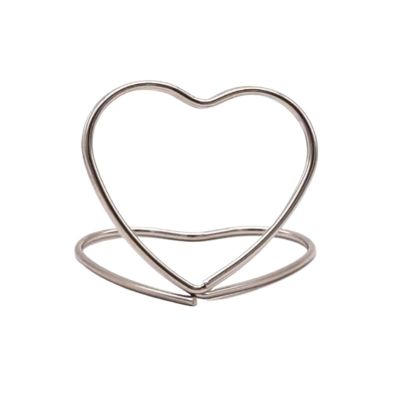 Table Place Card Holders 40pcs Double Heart Shape Metal Memo Holder Photo Clip Stand Birthday Party Home Decoration For Wedding Party Buffet Reception(Silver)