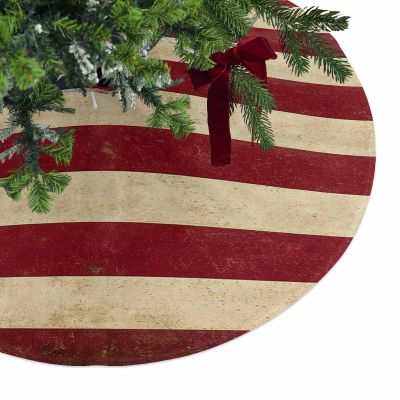 Christmas Tree Skirt,USA Flag Stars and Stripes Xmas Tree Skirts Ornaments for New Year Holiday Party Decor,Independence Day Patriotic Christmas Tree Mat