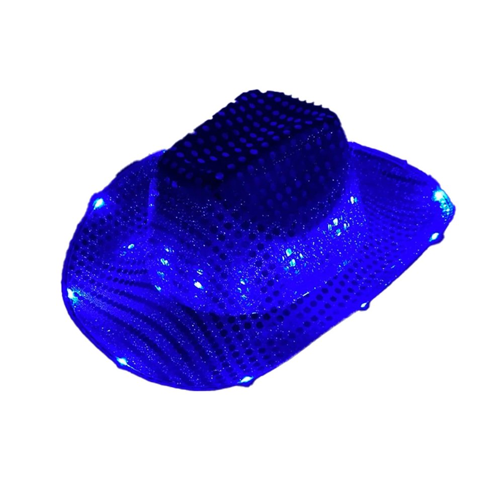 Disco LED Cowboy Cowgirl Hat Glowing Light Cap Bride Bridal Shower Party Supplies Bar Flashing Neon Hat-B04 LED-