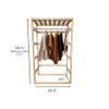 Wooden Laundry Storage System with Hanging Rod, Natural Solid Wood Frame, 4 White Baskets, 58.5x28.5x20 Inches, Clothes Organizer Rack view 2