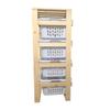 Wooden Laundry Storage System with Hanging Rod, Natural Solid Wood Frame, 4 White Baskets, 58.5x28.5x20 Inches, Clothes Organizer Rack view 4