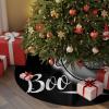 Christmas Tree Skirt,Halloween Cute Ghost Boo Xmas Tree Skirts Ornaments for New Year Holiday Party Decor,Black and White Christmas Tree Mat view 2