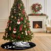 Christmas Tree Skirt,Halloween Cute Ghost Boo Xmas Tree Skirts Ornaments for New Year Holiday Party Decor,Black and White Christmas Tree Mat view 3