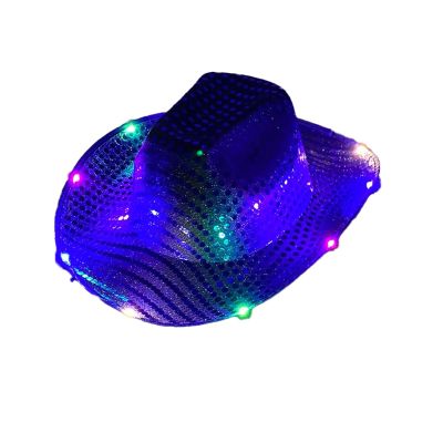 Disco LED Cowboy Cowgirl Hat Glowing Light Cap Bride Bridal Shower Party Supplies Bar Flashing Neon Hat-B08 LED-