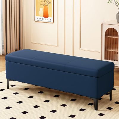JDPYURV Storage Bench for Bedroom & Entryway, Lift-Top Leather Ottoman with Shoe Storage, Foot of Bed Bench for Living Room, Upholstered Footrest Stool for Hallway(J,90 * 40cm)