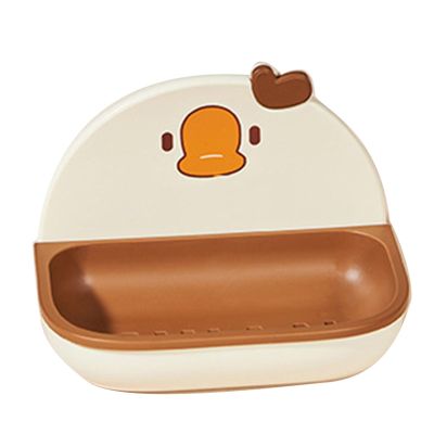 YWBL-WH Wall Mounted Dish Plastic Cartoon Drainable Box Holder with Removable Drain Tray for Bathroom Kitchen Hotel Decor