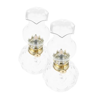 2pcs Hurricane Oil Lamp Glass White Retro Lantern Xmas