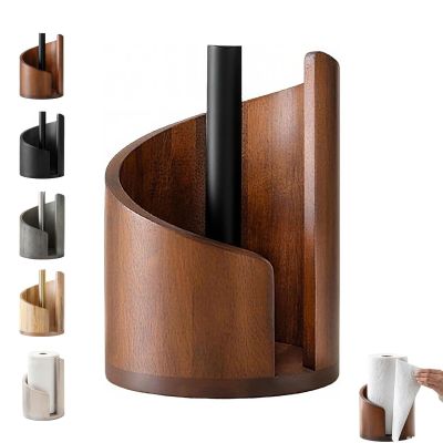 Mountain Paper Towel Holder Countertop with Natural Mango Wood Base & Sturdy Iron Holder - Effortless One-Hand Tearing for Jumbo & Mega Rolls, No Assembly Needed (Brown)