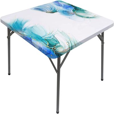 Yaohuai Marble Square Fitted Tablecloth, Marble Texture, Elastic Edge, Suitable for Catering and Kitchen, Fit for 44"x44" Square Table