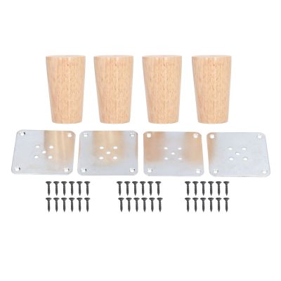 Aurovibe Round d Furni Legs, Wood Sofa Feet Replacement, Exquisite Handcrafted Rubber Wood Legs with Non Slip Pads, formchair Cabinet Table Pew Bed, Stylish Home r