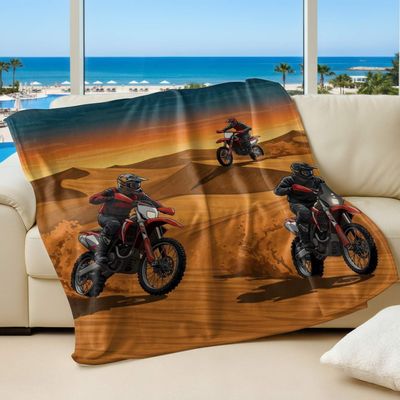 Vintage Neon Motorcycle Rider Printed Blanket, Dynamic and Passionate Flannel Throw, Perfect for Bikers and Extreme Sports Room Decor (18,30 x 40in)