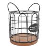 AUNMAS Coffee Pod Storage Basket, Modern Minimalist Large Capacity Iron Wire Coffee Pod Holder With Weighted Wooden Base For Home Cafe Bar (Black) view 1