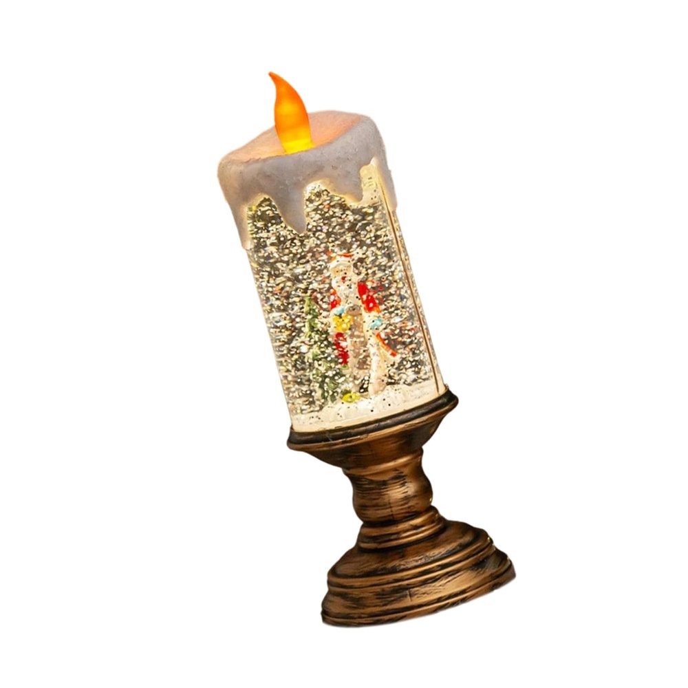 Whltzf Portable Snow Globes LED Desk Night Light Shape Swirling Glitter Christmas Lamp Decoration for Party Shape Swirling Glitter Lamp