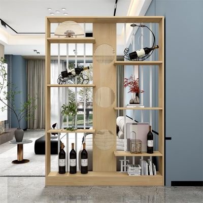 200cm/78.7in Height Floor to Ceiling Wall Post Partitions Screens,Modern Wooden Slats Privacy Screens Room Partition,with Open Storage Space,for Teahouse/Coffee Shop(A,140cm/55.1in)