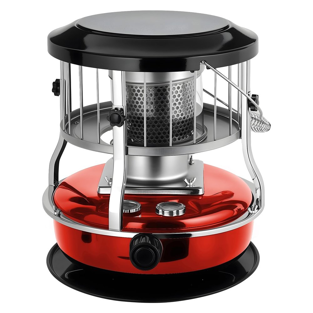 gihusrzx Portable Kerosene Heater & Stove, 9000 BTU, Non-Electric Indoor Outdoor Kerosene Radiant Heater for Camping, Hunting, Cooking, Home, Garage, and Emergency Preparedness Red B