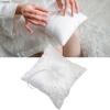 RSHuiOUXX Handmade Beads Tulle Rings Pillow for Weddings with Lace Appliques and Bowknot Decoration Fabric Rings Holder view 2